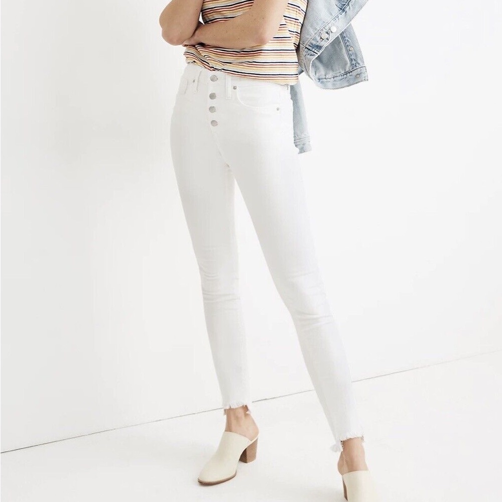 Madewell jeans | 10” high rise white skinny jeans